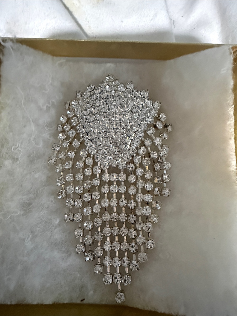 Silver-Tone Crystal Fringe Brooch - Elegant Statement Pin